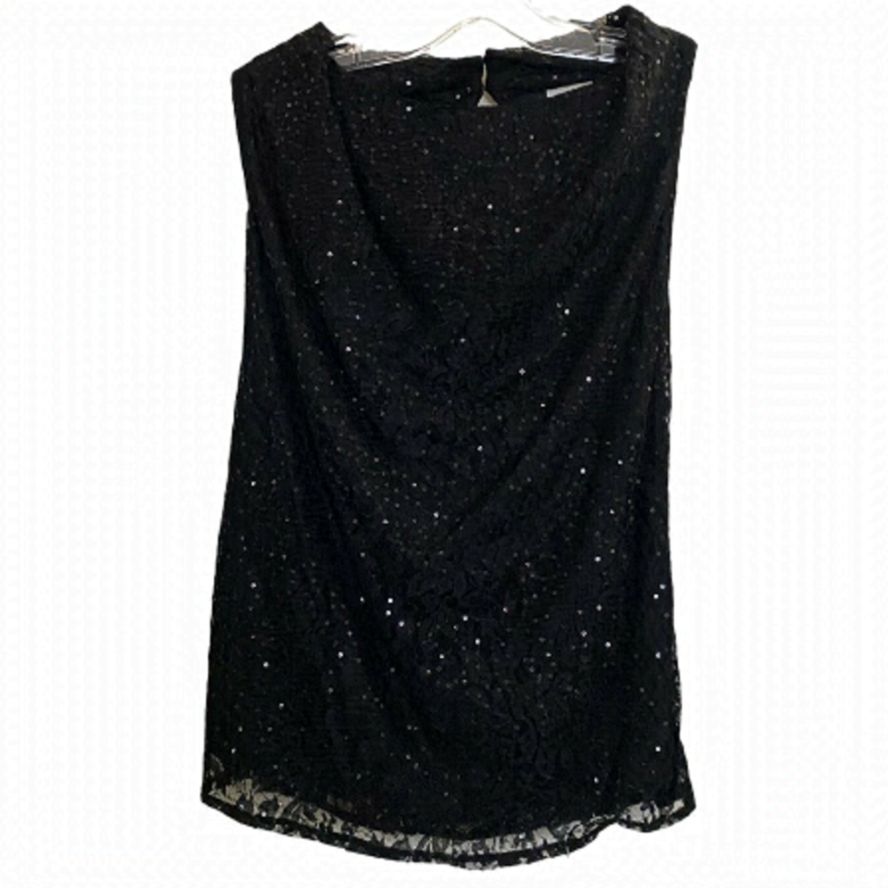 ADIVA black sequin scoop neck top